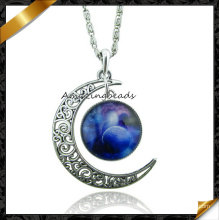 Fashion Zinc Alloy Chain Pendant Jewelry, Crescent Moon Necklace (FN045)